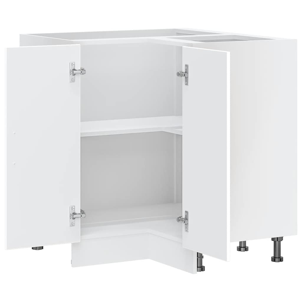 Kitchen Corner Base Cabinet Kalmar White Engineered Wood