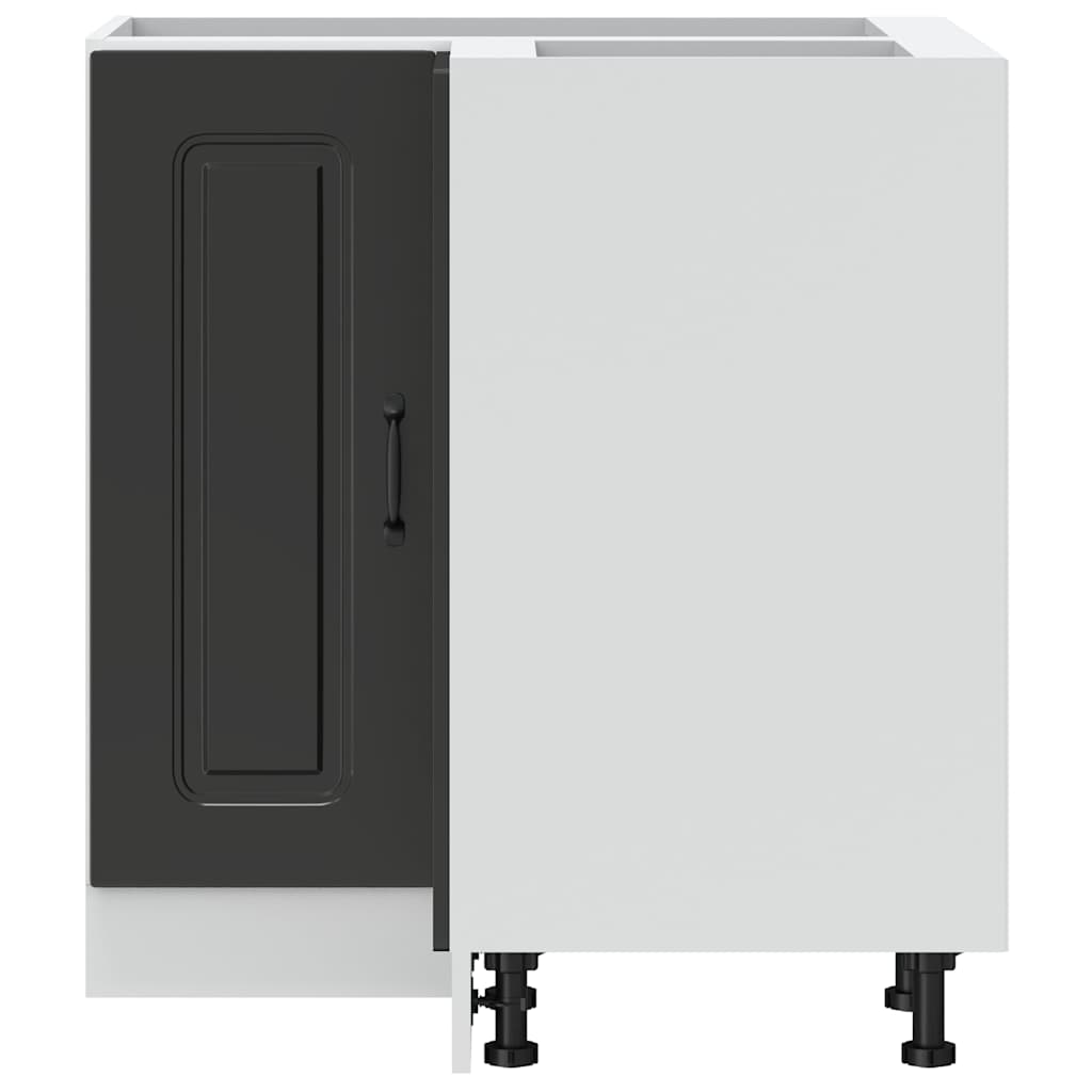 Kitchen Corner Base Cabinet Kalmar Black Engineered Wood