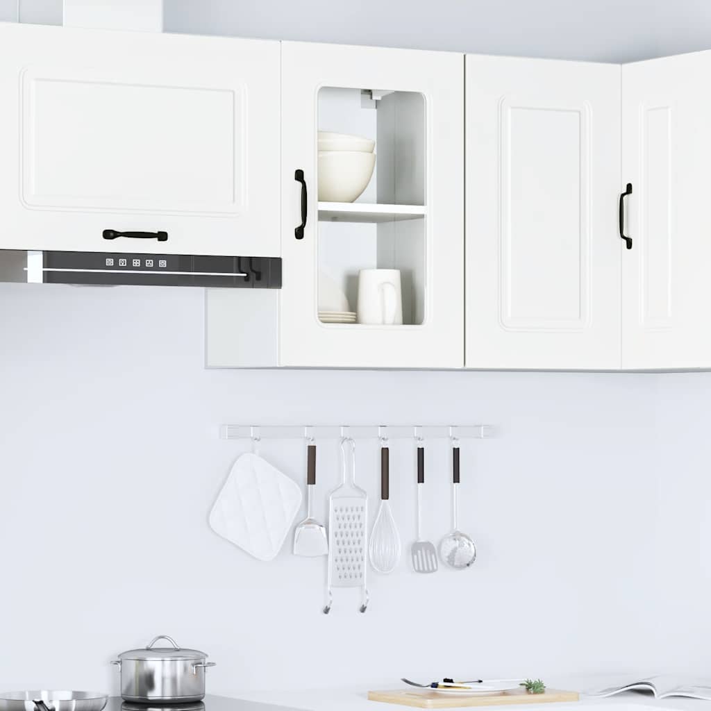 Kitchen Wall Cabinet with Glass Door Kalmar White Engineered Wood