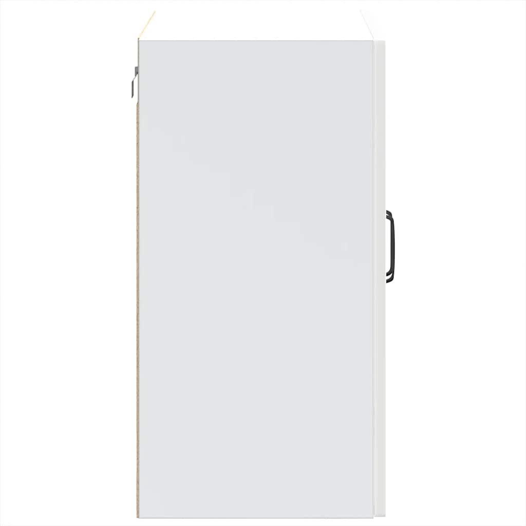 Kitchen Wall Cabinet with Glass Door Kalmar High Gloss White Engineered Wood