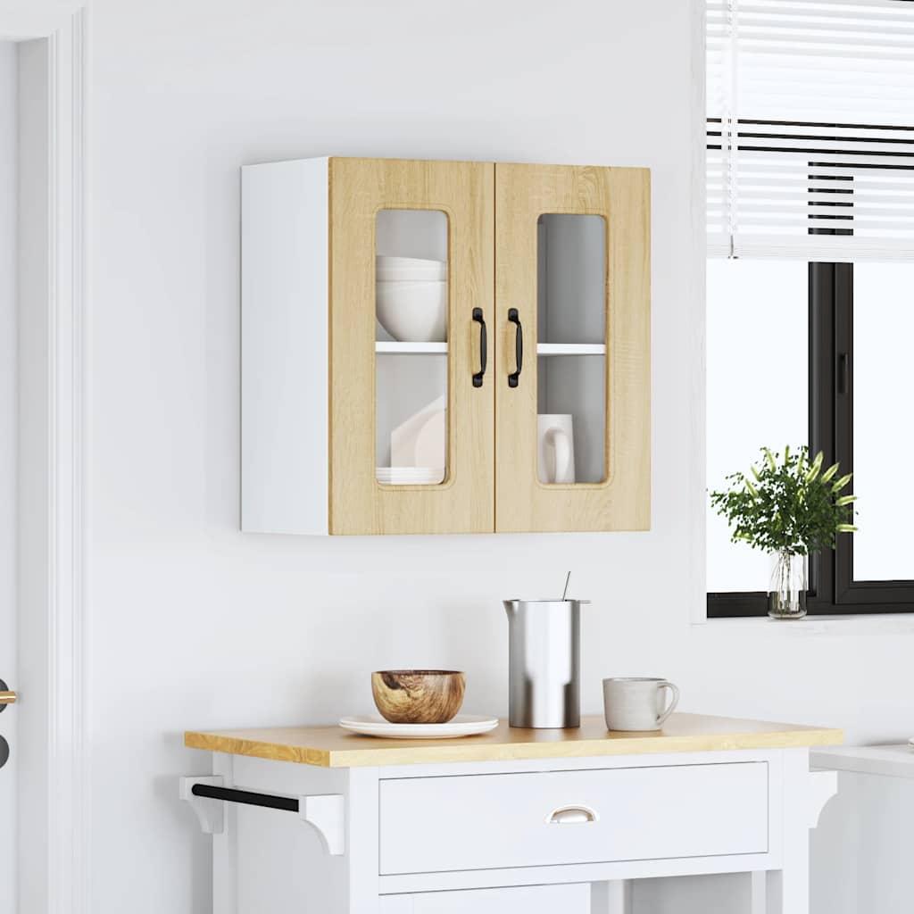 Kitchen Wall Cabinet with Glass Door Kalmar Sonoma Oak Engineered Wood