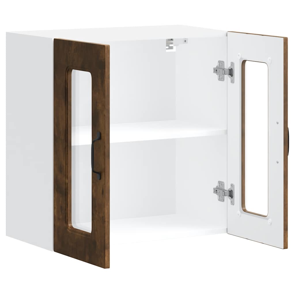 Kitchen Wall Cabinet with Glass Door Kalmar Smoked Oak Engineered Wood