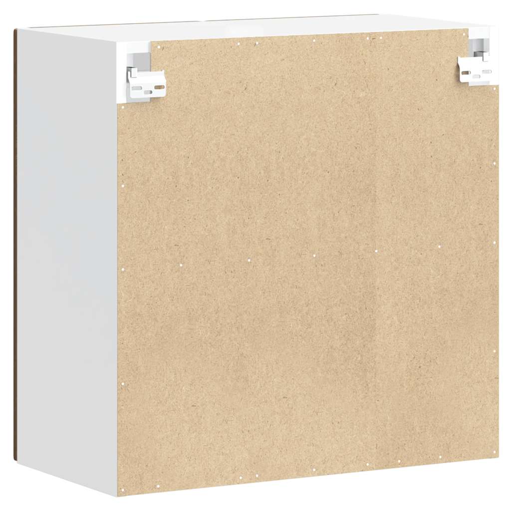 Kitchen Wall Cabinet with Glass Door Kalmar Smoked Oak Engineered Wood