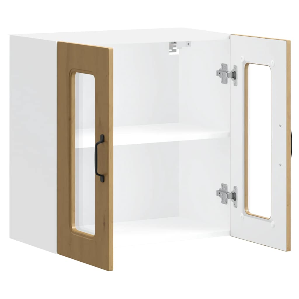 Kitchen Wall Cabinet with Glass Door Kalmar Artisan Oak Engineered Wood