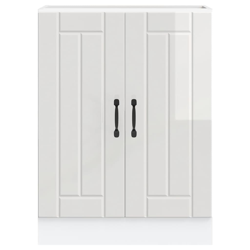 Sink Base Cabinet Lucca High Gloss White Engineered Wood