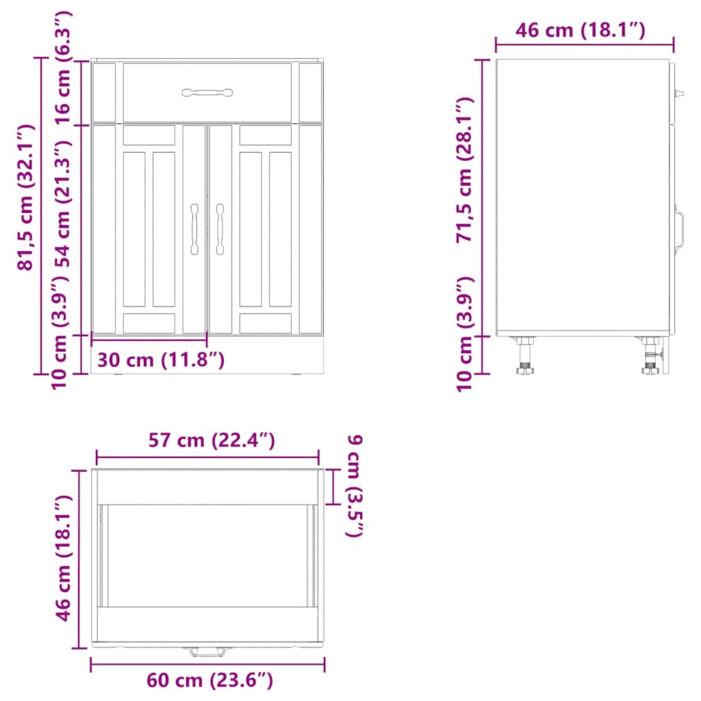 Kitchen Base Cabinet Lucca Artisan Oak Engineered Wood