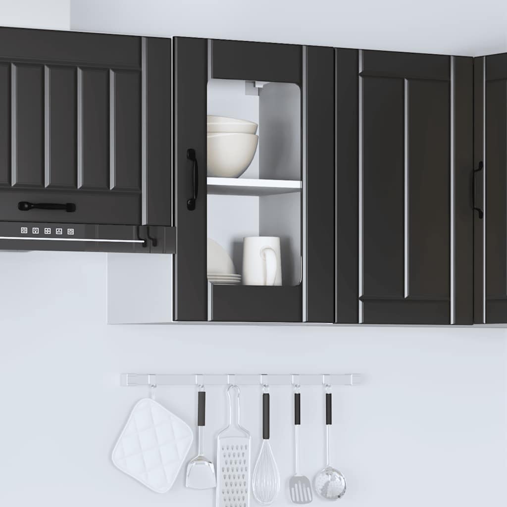 Kitchen Wall Cabinet with Glass Door Lucca Black