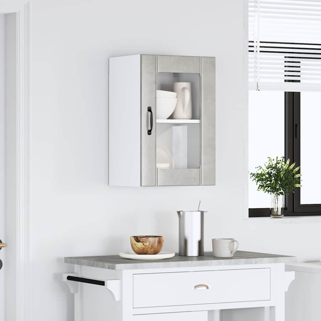 Kitchen Wall Cabinet with Glass Door Lucca Concrete Grey