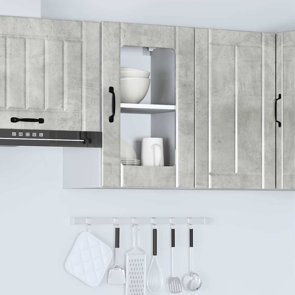Kitchen Wall Cabinet with Glass Door Lucca Concrete Grey
