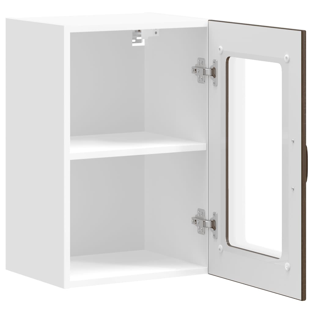 Kitchen Wall Cabinet with Glass Door Lucca Brown Oak