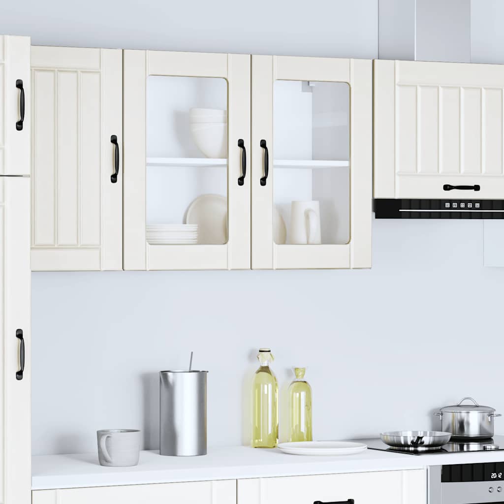 Kitchen Wall Cabinet with Glass Door Lucca White Engineered Wood