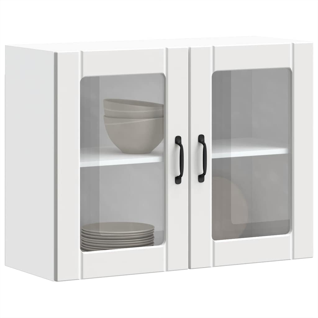Kitchen Wall Cabinet with Glass Door Lucca White Engineered Wood