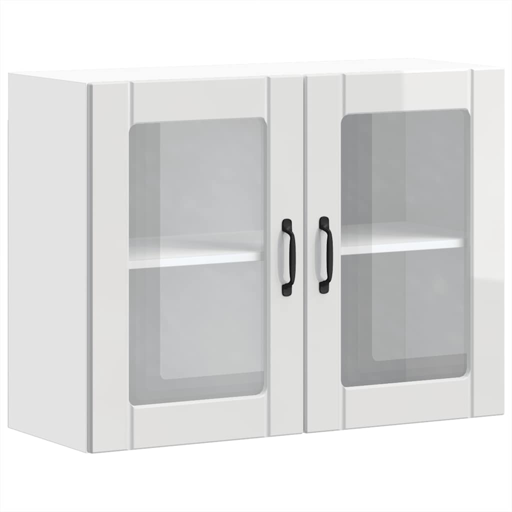 Kitchen Wall Cabinet with Glass Door Lucca High Gloss White Engineered Wood