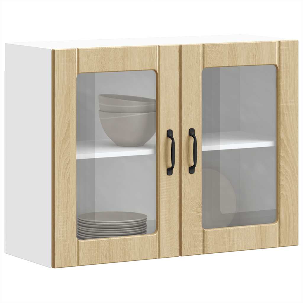 Kitchen Wall Cabinet with Glass Door Lucca Sonoma Oak Engineered Wood