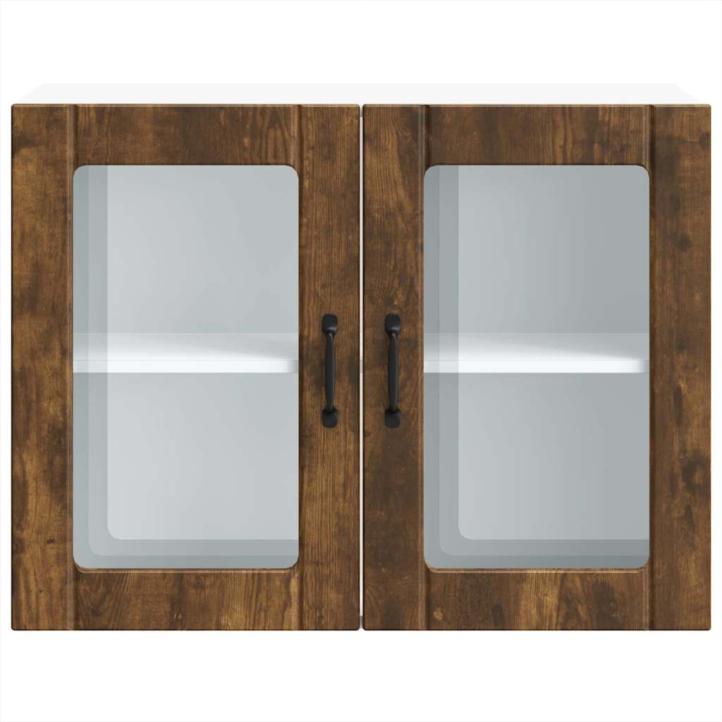 Kitchen Wall Cabinet with Glass Door Lucca Smoked Oak Engineered Wood