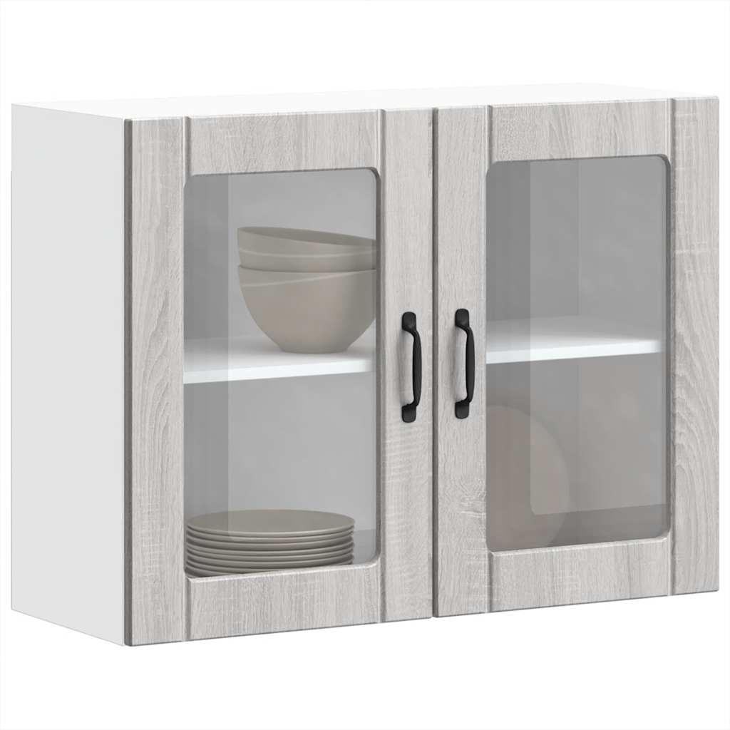 Kitchen Wall Cabinet with Glass Door Lucca Grey Sonoma Engineered Wood