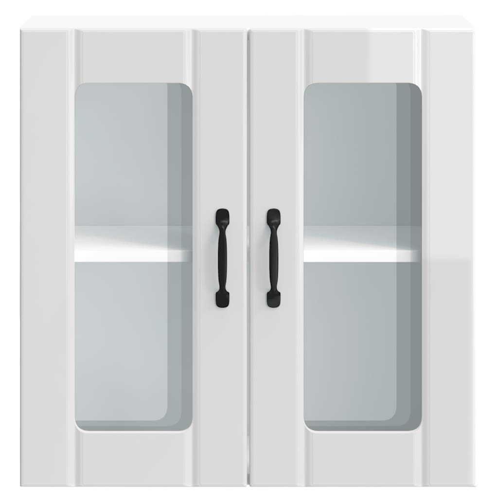 Kitchen Wall Cabinet with Glass Door Lucca High Gloss White Engineered Wood