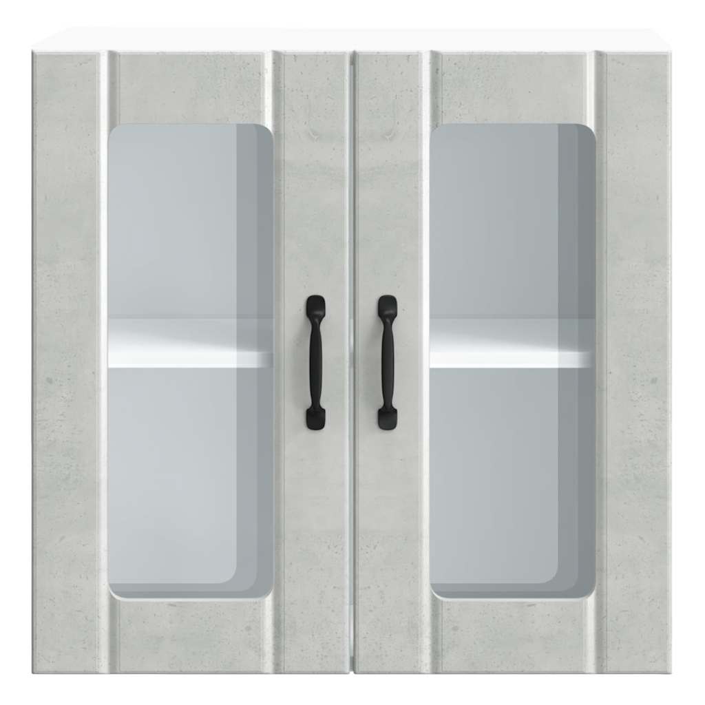 Kitchen Wall Cabinet with Glass Door Lucca Concrete Grey Engineered Wood