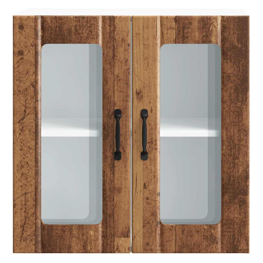 Kitchen Wall Cabinet with Glass Door Lucca Old Wood Engineered Wood