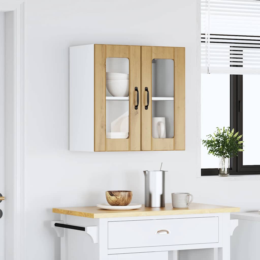 Kitchen Wall Cabinet with Glass Door Lucca Artisan Oak Engineered Wood
