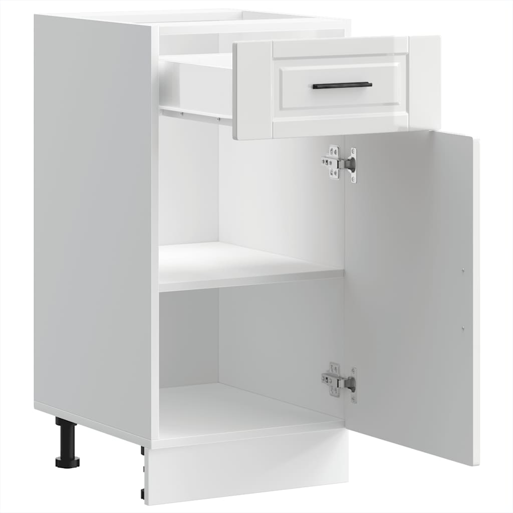 Kitchen Base Cabinet Porto High Gloss White Engineered Wood