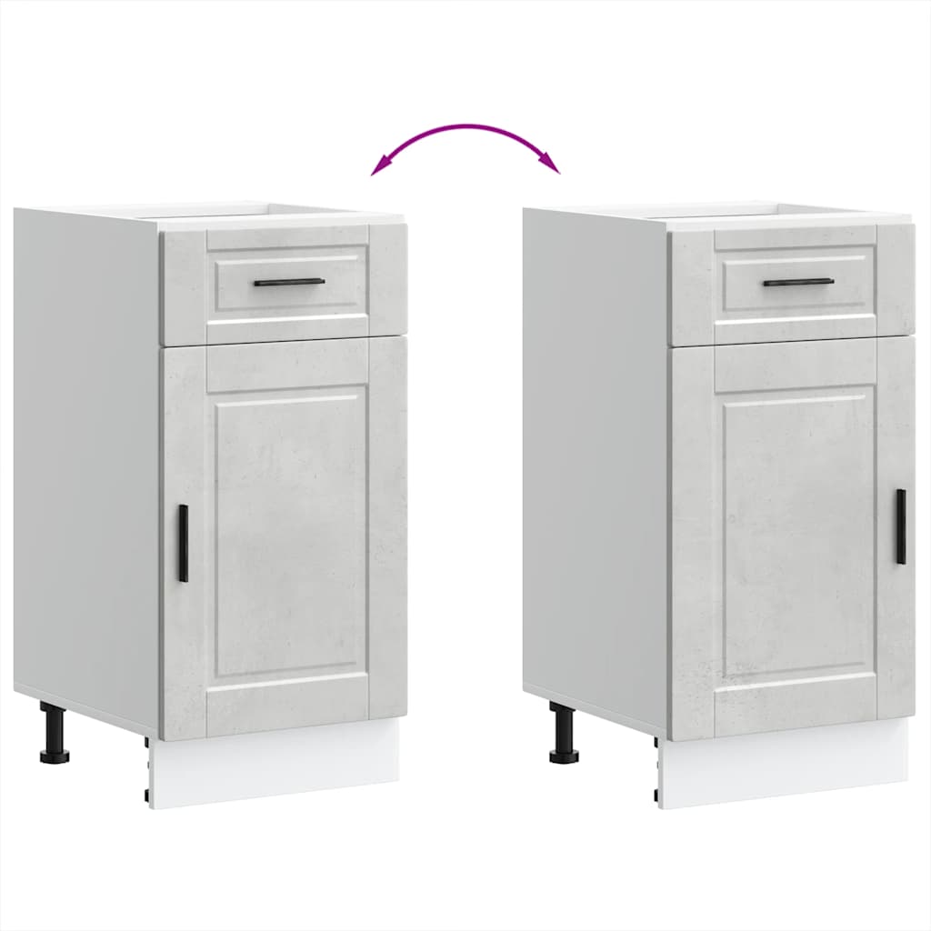 Kitchen Base Cabinet Porto Concrete Grey Engineered Wood