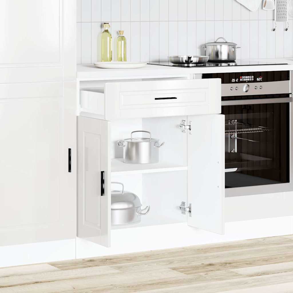 Kitchen Base Cabinet Porto High Gloss White Engineered Wood