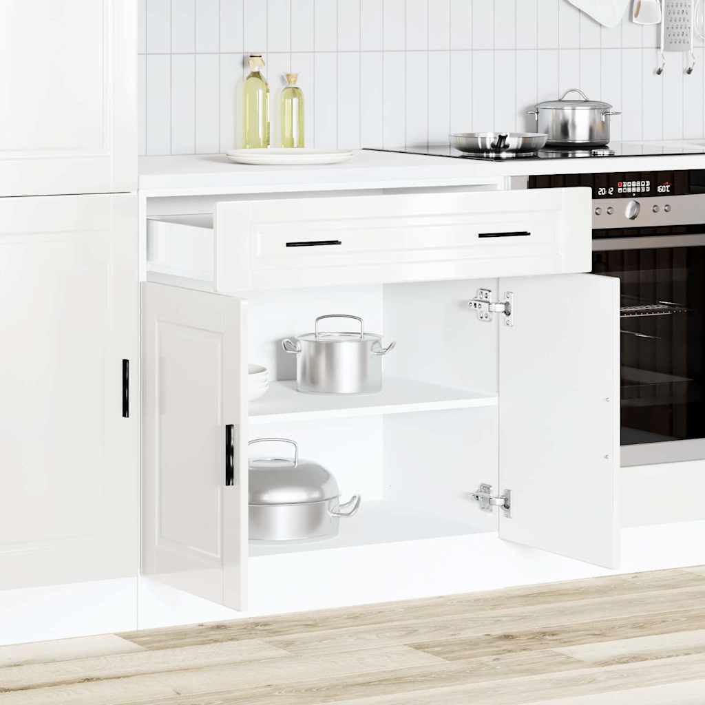 Kitchen Base Cabinet Porto High Gloss White Engineered Wood