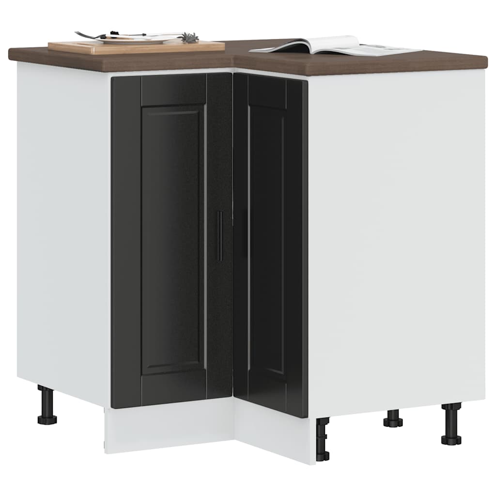 Kitchen Corner Base Cabinet Porto Black Engineered Wood