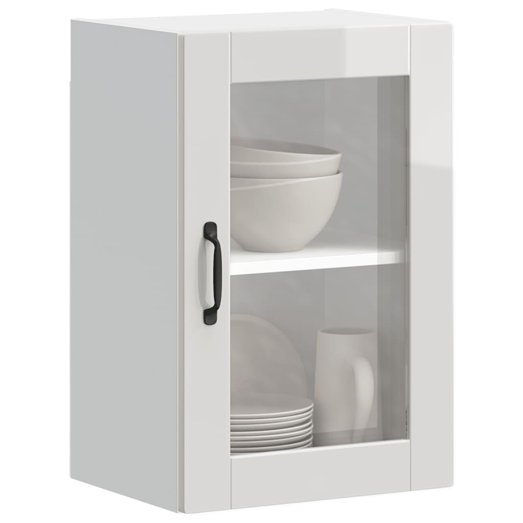 Kitchen Wall Cabinet with Glass Door Porto High Gloss White