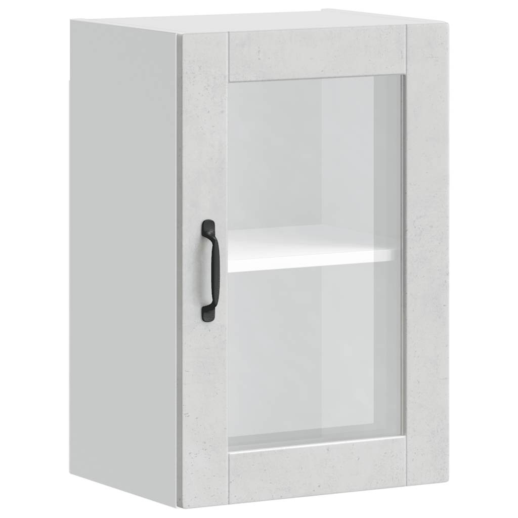 Kitchen Wall Cabinet with Glass Door Porto Concrete Grey