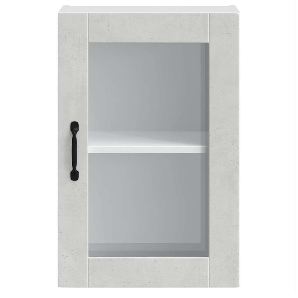 Kitchen Wall Cabinet with Glass Door Porto Concrete Grey