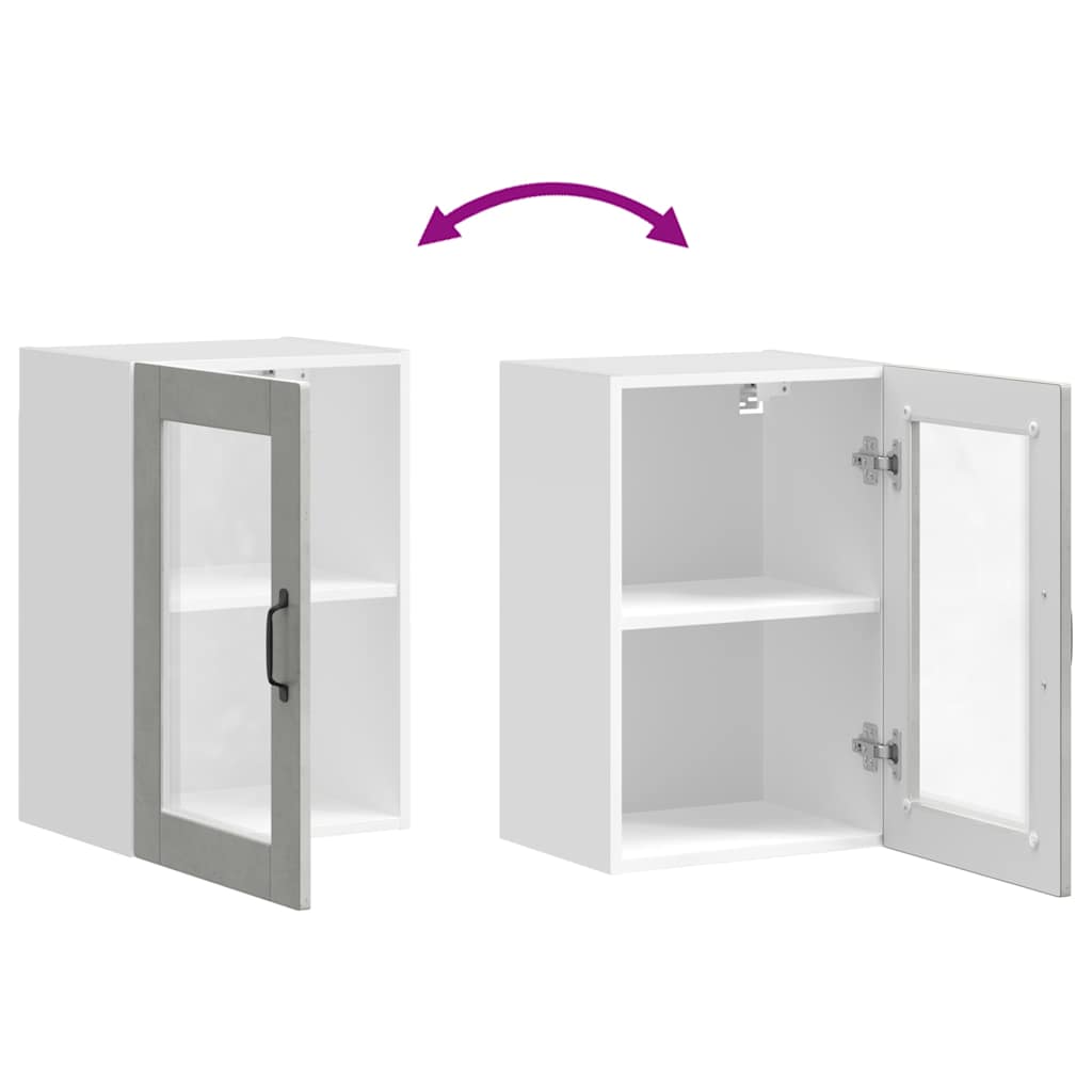 Kitchen Wall Cabinet with Glass Door Porto Concrete Grey