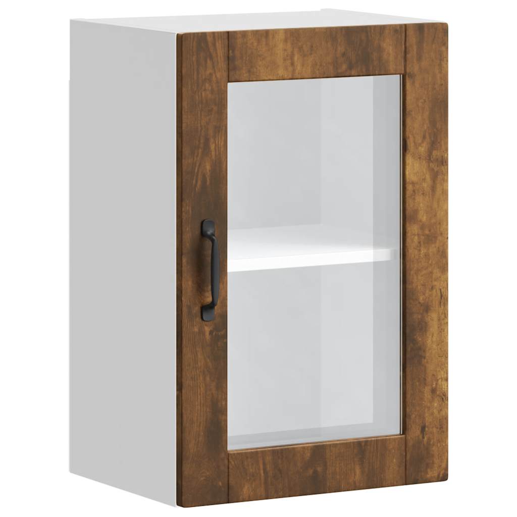 Kitchen Wall Cabinet with Glass Door Porto Smoked Oak