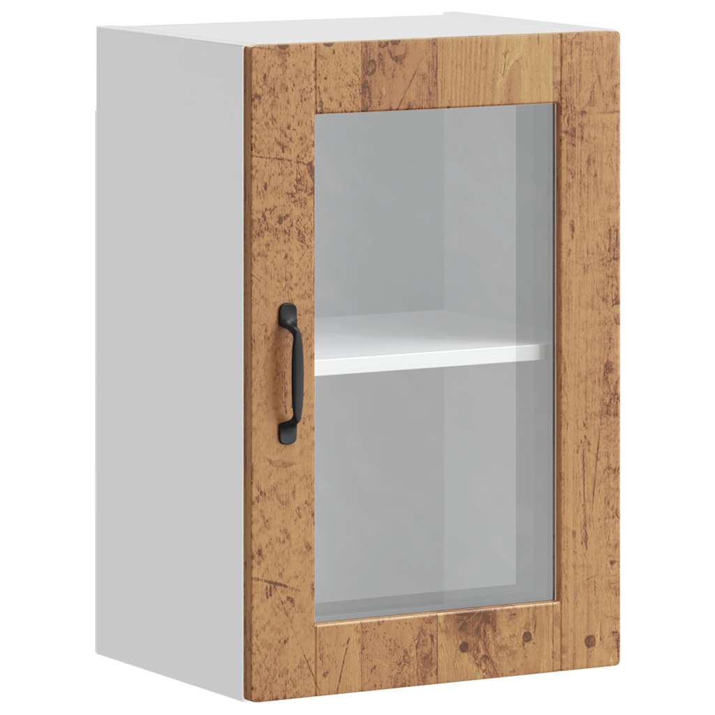 Kitchen Wall Cabinet with Glass Door Porto Old Wood