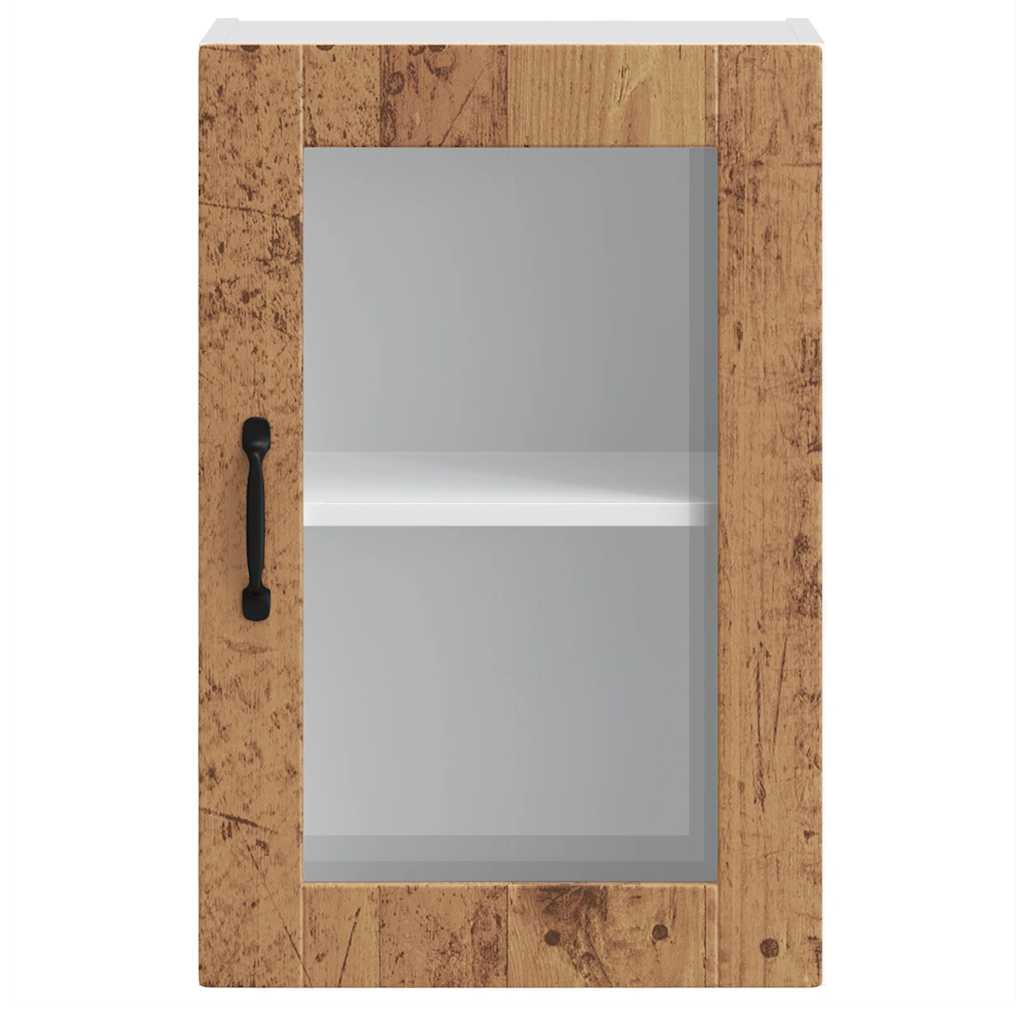 Kitchen Wall Cabinet with Glass Door Porto Old Wood