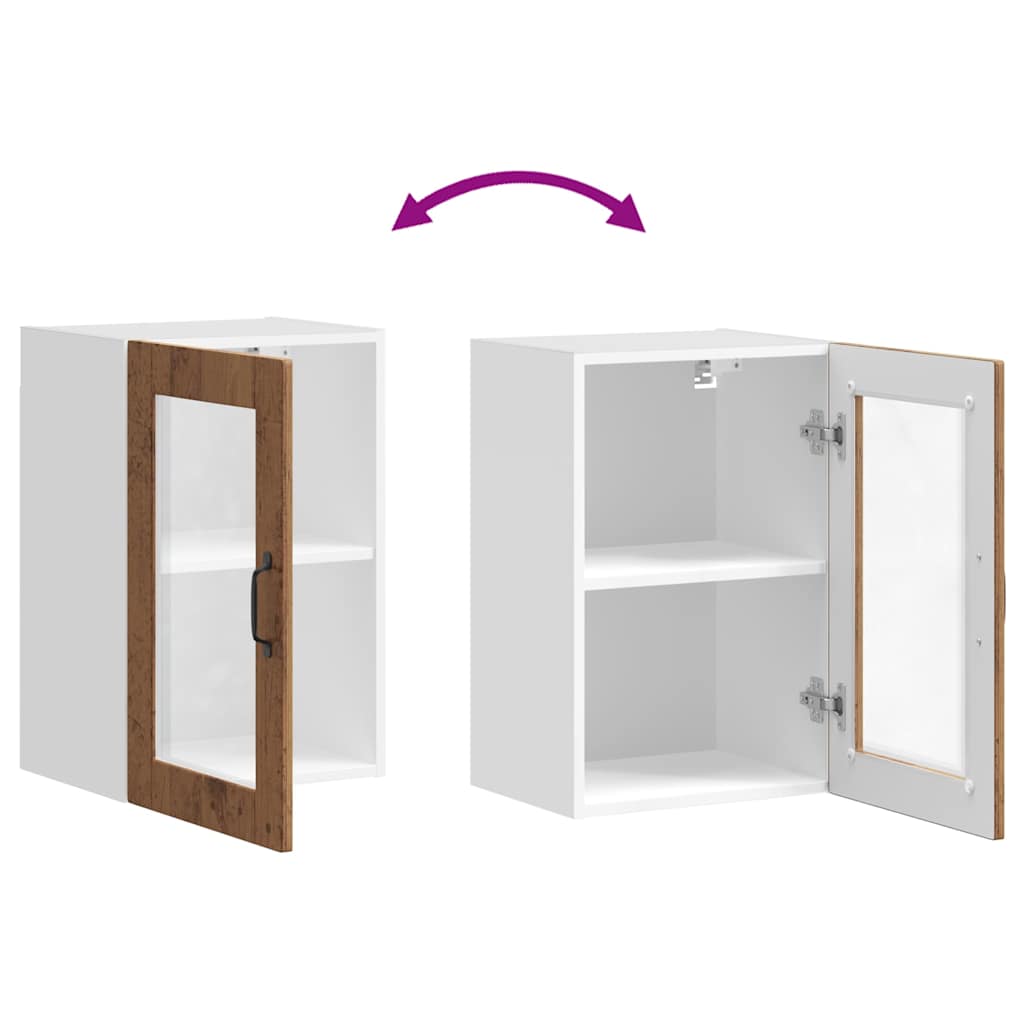 Kitchen Wall Cabinet with Glass Door Porto Old Wood