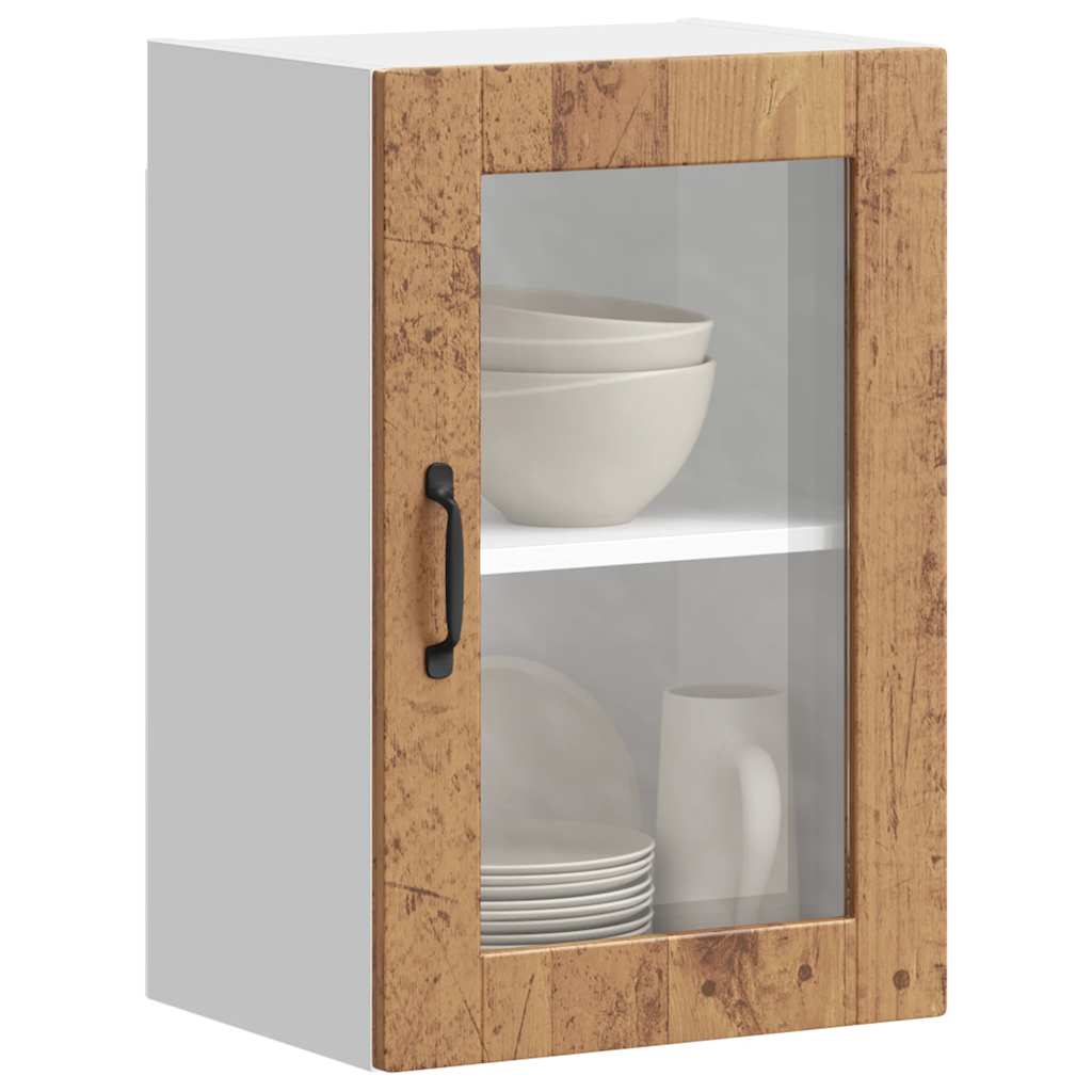 Kitchen Wall Cabinet with Glass Door Porto Old Wood