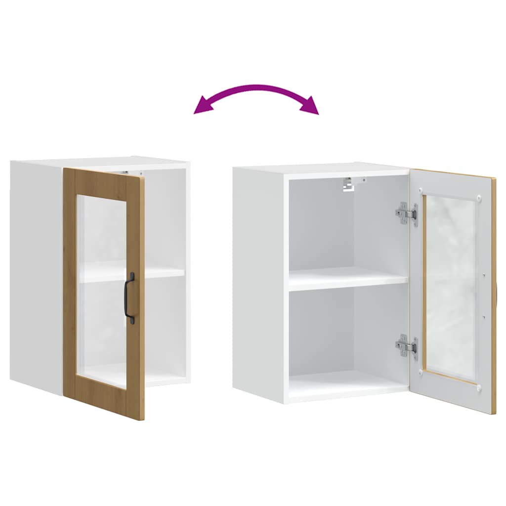 Kitchen Wall Cabinet with Glass Door Porto Artisan Oak