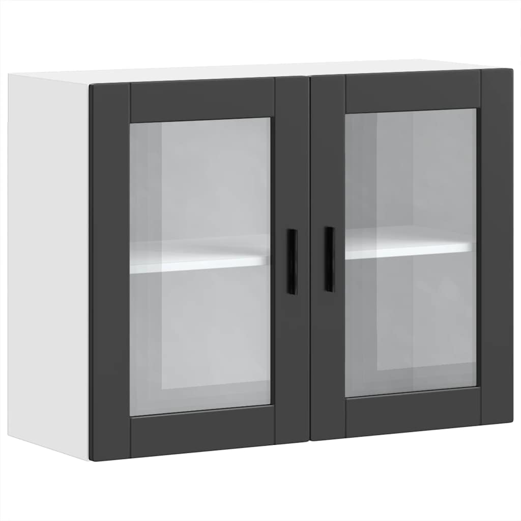 Kitchen Wall Cabinet with Glass Door Porto Black