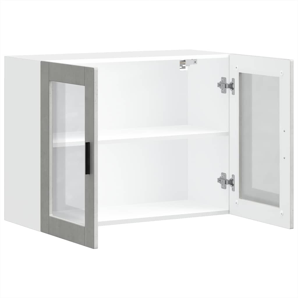 Kitchen Wall Cabinet with Glass Door Porto Concrete Grey