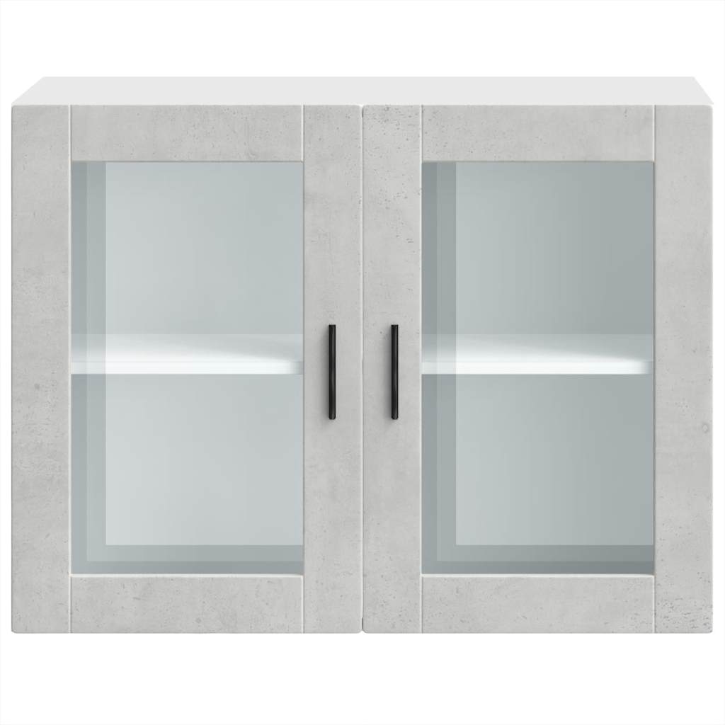 Kitchen Wall Cabinet with Glass Door Porto Concrete Grey