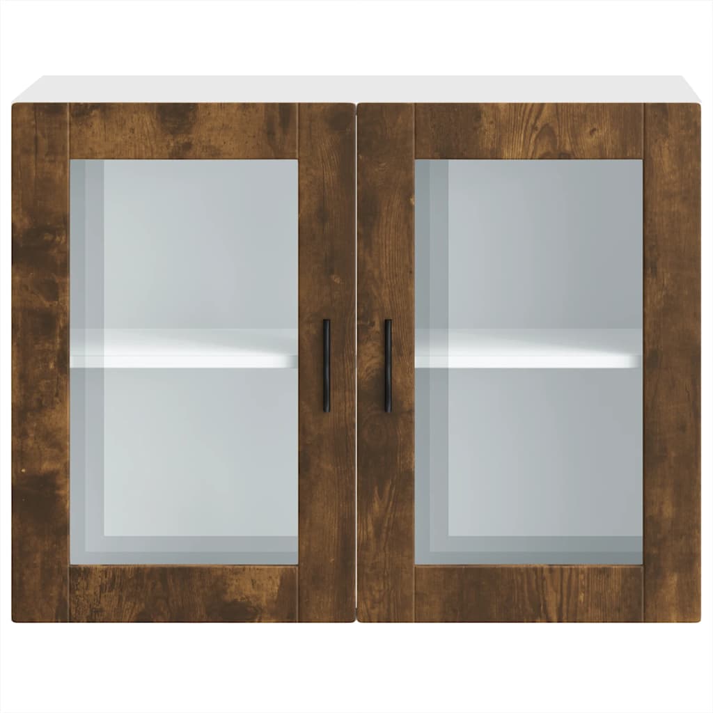 Kitchen Wall Cabinet with Glass Door Porto Smoked Oak