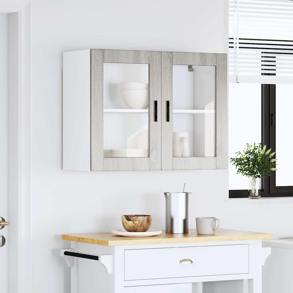 Kitchen Wall Cabinet with Glass Door Porto Grey Sonoma