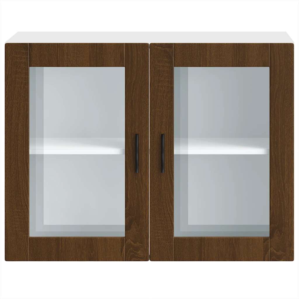Kitchen Wall Cabinet with Glass Door Porto Brown Oak