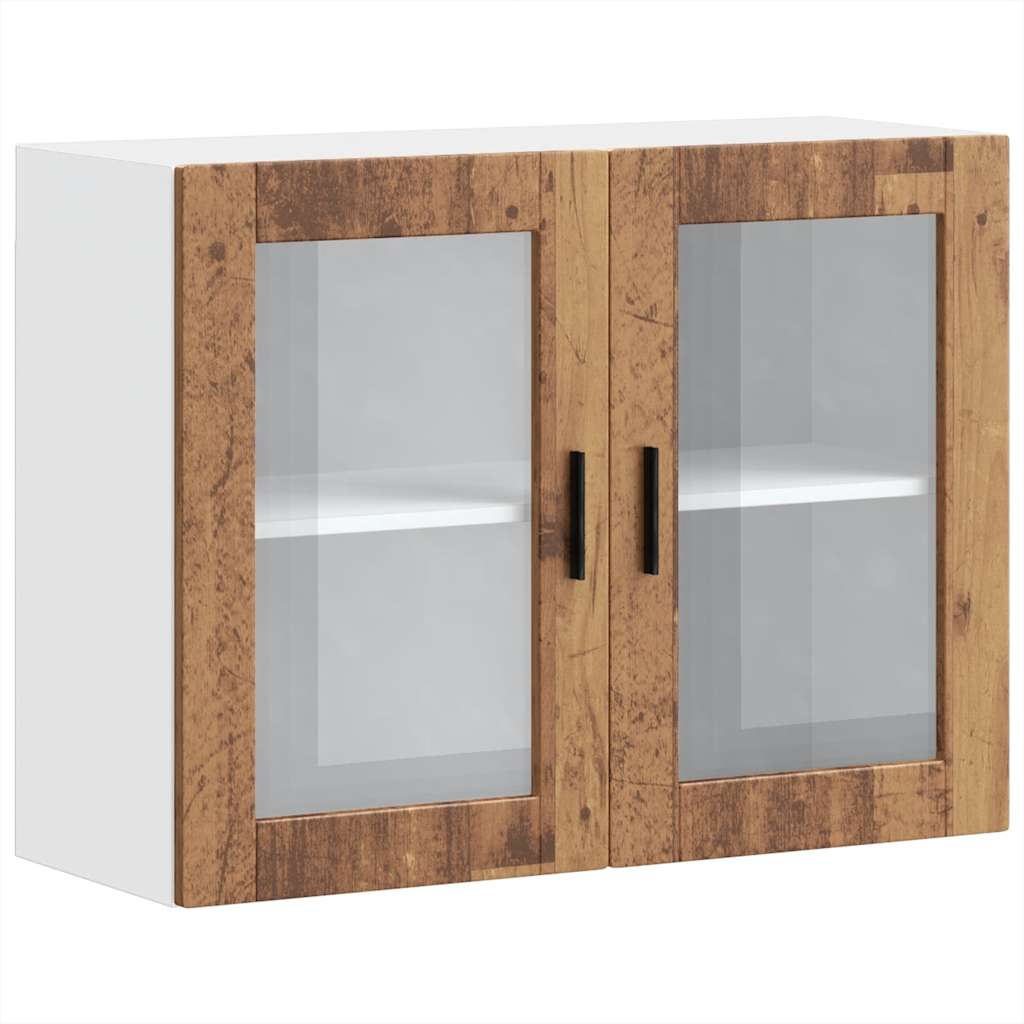 Kitchen Wall Cabinet with Glass Door Porto Old Wood