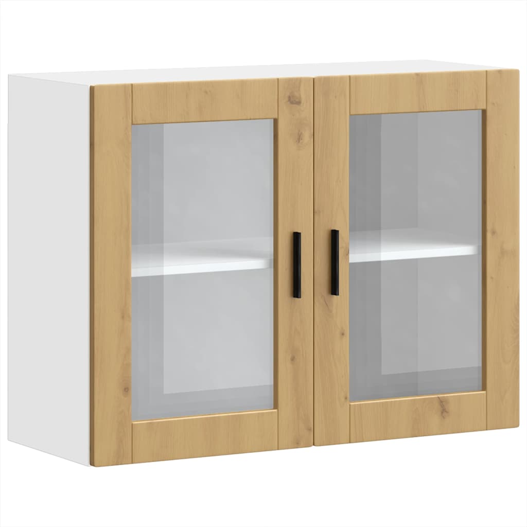 Kitchen Wall Cabinet with Glass Door Porto Artisan Oak
