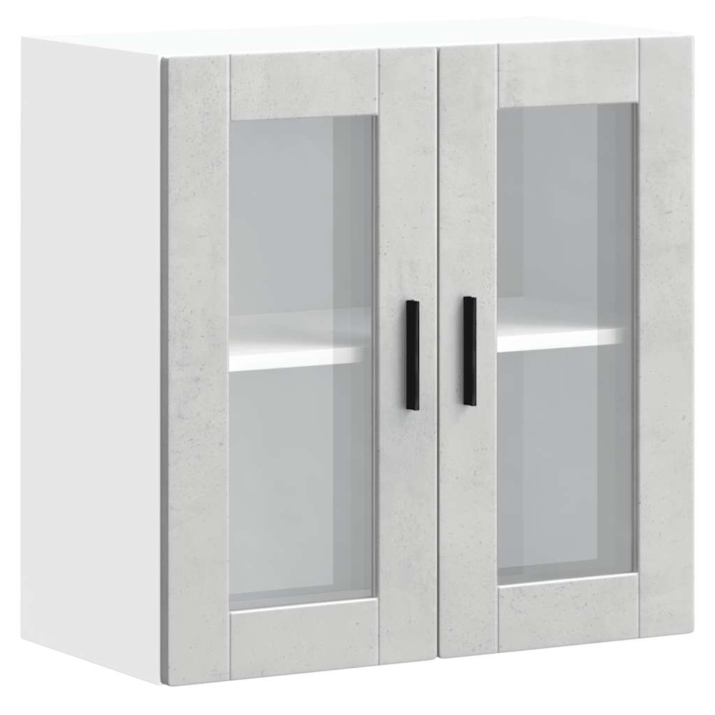 Kitchen Wall Cabinet with Glass Door Porto Concrete Grey