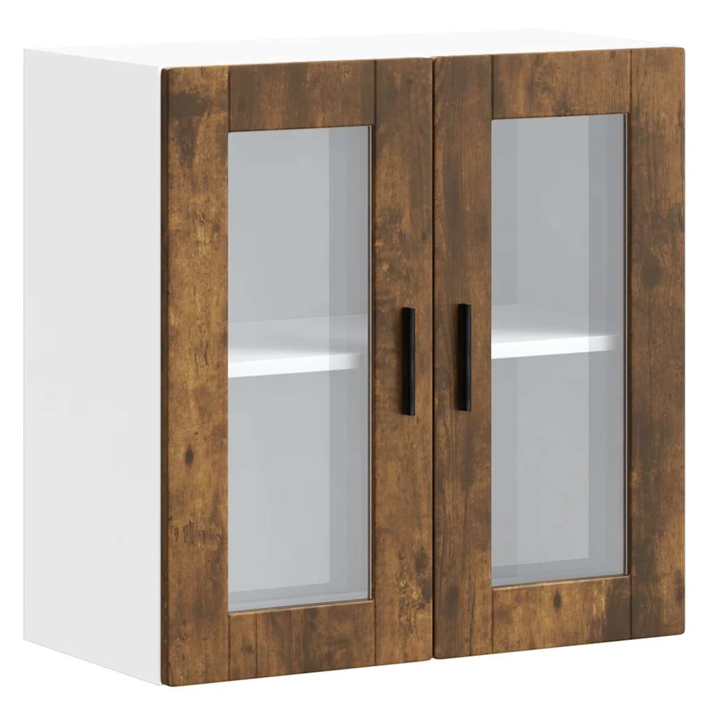 Kitchen Wall Cabinet with Glass Door Porto Smoked Oak