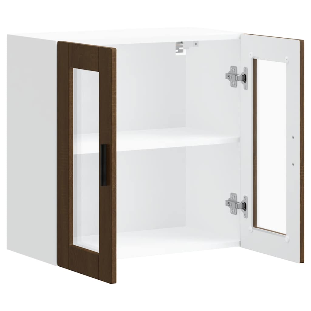 Kitchen Wall Cabinet with Glass Door Porto Brown Oak